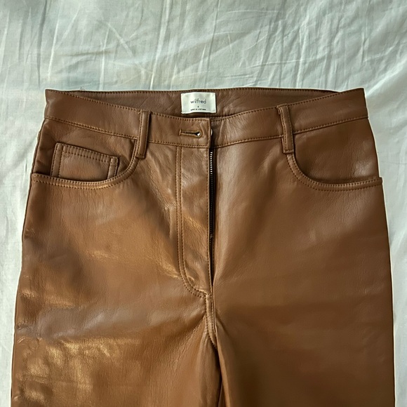 Wilfred Melina Faux Leather Pant- Rust Brown Size 4 - Picture 2 of 4